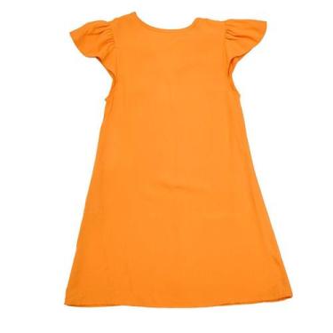 Imagem de Vestido com Mangas Franzidas Liso Viscose Laranja  - Magic Sky, Laranj