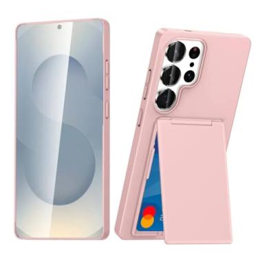 Imagem de Capa tipo carteira com suporte para cartão para Galaxy S24 Ultra, à prova de choque, com suporte e capa protetora (para Galaxy S24 Ultra/rosa)