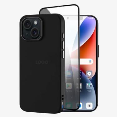 Imagem de Kit Capa Capinha Case Proteção Premium Preta Anti Impactos + Película de Privacidade (iPhone 14)