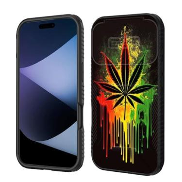 Imagem de wiaekosef Capa para iPhone 17 Pro, capa de lente de câmera deslizante embutida, proteção resistente à prova de choque, capa de camada dupla para iPhone 17 Pro de 6,3 polegadas 2025, folha de maconha