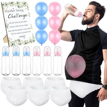 Imagem de Ecation 6 conjuntos de garrafas de plástico engraçadas Chug jogos de chá de bebê fralda chá de bebê jogo revelação de gênero festa raça presentes decoração para adultos meninos meninas (Eucalipto