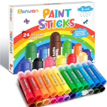 Imagem de Palitos de pintura Tempera Ellinjan 24 cores variadas para crianças