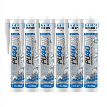 Imagem de Cola Fixa Cuba Pu 40 Inox Mármore Granito Kit C/6 Und Cinza - Tekbond