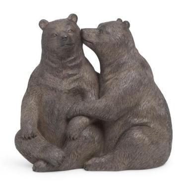 Imagem de Escultura decorativa casal de urso em polirresina mart 21cm, marrom