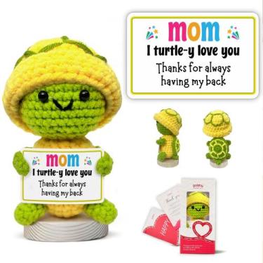 Imagem de Brinquedo de tartaruga de crochê feito à mão Gossby com mensagem para 