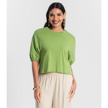 Imagem de Blusa Feminina Manga Camponesa Rovitex Verde, GG, Verde