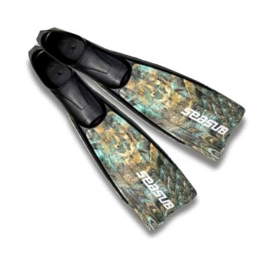 Imagem de Seasub Velox Nadadeira de Mergulho Camuflada, Borracha Termoplástica, Pala Longa para Máxima Propulsão, Antiderrapante, para Mergulho Livre e Autônomo (BRA 44/45)