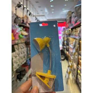 Imagem de Mini Luminária de Mesa LED com Prendedor - Luz Flexível para Leitura e Trabalho (Amarelo,S)