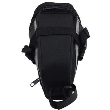 Imagem de Bolsa de Selim para Bicicleta, Preta, com Faixas Refletivas, 15 cm, Compartimento Expansível, Acessório para Ciclismo