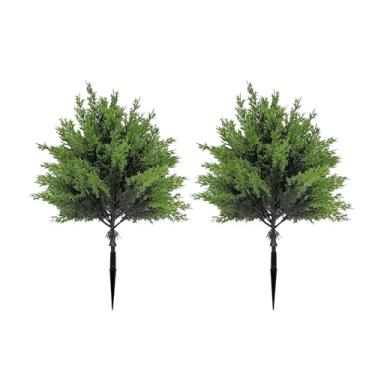 Imagem de Árvore artificial em forma de cedro com saia de chão, arbustos artificiais resistentes a raios UV, bolas de cipreste artificiais redondas à prova de vento e à prova de chuva, adequada para uso interno