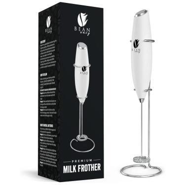 Imagem de Bean Envy Espumador Elétrico de Leite em Aço Inoxidável a Bateria com Suporte, Branco