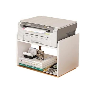 Imagem de Suporte de impressão, mesa de escritório, prateleira, prateleira, impressora, mesa, prateleira de armazenamento de copiadora de camada dupla, estante de livros, mesa de impressora (cor: dourado