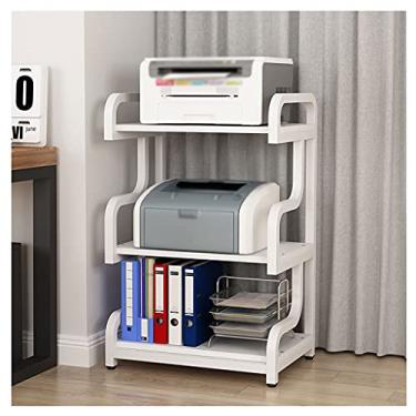 Imagem de SUNESA Suporte de impressão Suporte de impressora de chão 3 camadas canto máquina de fax scanner prateleira escritório multifuncional triturador de papel rack de documentos suporte de copiadora