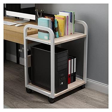 Imagem de Suporte para PC, suporte de CPU de 2 níveis, suporte para PC, suporte de torre, suporte de armazenamento, impressora, suporte lateral, suporte de duas cores de modelo (cor: latão)