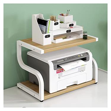 Imagem de SUNESA Suporte de impressão grande para impressora, rack de exibição de tubo giratório, impressora multifuncional de mesa, copiadora, scanner (quatro cores), mesa de impressora (cor: cor de madeira)