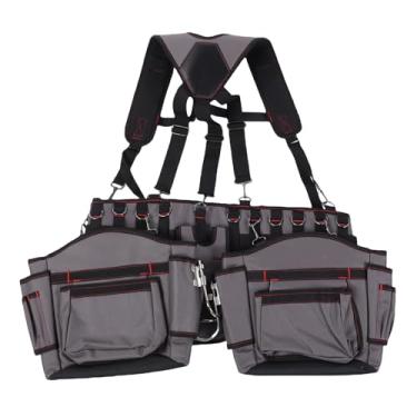 Imagem de Jectse Bolsa de Cintura para Ferramentas Resistentes, Organizador de Cinto de Eletricista Ajustável Com Suporte de Martelo para Construção, Tecido Oxford Multifuncional, Adequado para