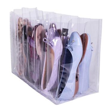 Imagem de Organizador de Sapatos Transparente 40x20x30cm Guarda Roupas Inteligente Closet Armários Limpos Sapateira Plástico PVC Crista para Sapatos Sapatilha Rasterinhas Chinelos