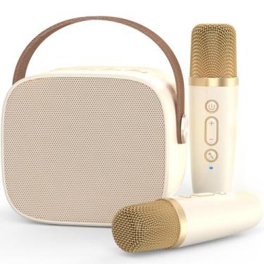 Imagem de Máquina de karaokê MEGUO Mini com 2 microfones sem fio Bluetooth