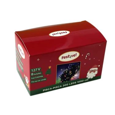 Imagem de Pisca Pisca de Natal 100 Lâmpadas LED Coloridas Fio Verde110v - Festive