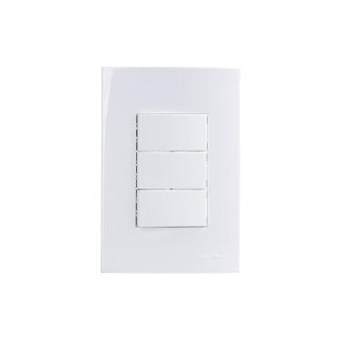 Imagem de  Interruptor Simples Duplo e Interruptor P. MarGirius Sleek 10A com Placa 4x2 Branco