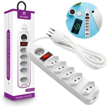 Imagem de Extesão Filtro De Linha Com 5 Tomadas Bivolt Voltímetro