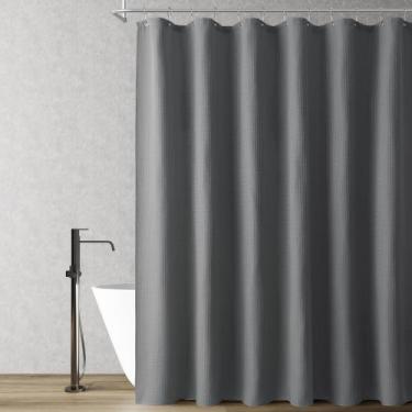 Imagem de Cortina de chuveiro Naturoom Grey Waffle 180x200cm com ganchos