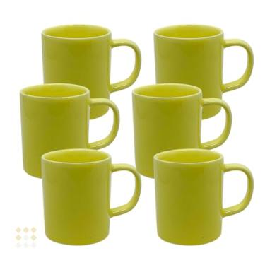 Imagem de Jogo 6 Caneca de Café,100ml Caneca de Café Grande, Porcelana Colorida Chicara, Adequado para EscritóRios e Quartos(CANECA AMARELA)