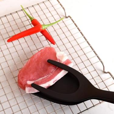 Imagem de Espátula e pinça de nylon 2 em 1, ferramenta de cozinha multiuso para panela antiaderente, perfeita para virar bifes, peixes e ovos