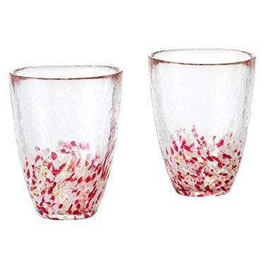 Imagem de Tsugaru Biidoro, copo de vidro feito à mão, vidro soprado à mão, para beber suco, chá, água, produto do Japão, vermelho maçã, conjunto de 2