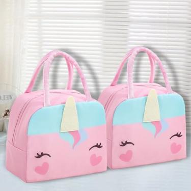 Imagem de Lancheira térmica reutilizável com desenho animado portátil 2 peças (unicórnio)