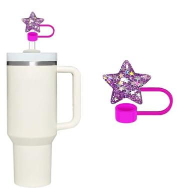 Imagem de Pueple Star Capa de canudo de silicone para copo Stanley de 40 e 850 g, tampa para acessórios de copos Stanley, rolha para tampas de ponta de canudos reutilizáveis, topo bonito para copos
