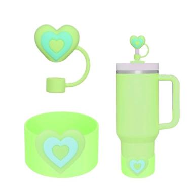 Imagem de Conjunto de acessórios para copos Stanley, incluindo 1 tampa de palha de 10 mm, 1 bota de silicone para Stanley Quencher 30/1,134 g e Stanley IceFlow 20/850.5 g garrafas de água (verde)