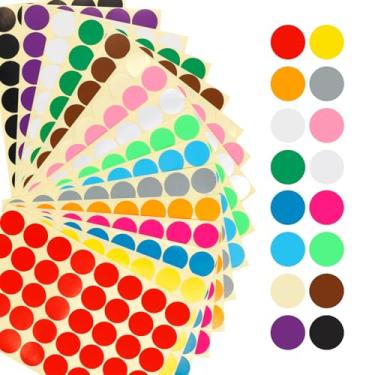 Imagem de 640 adesivos de pontos coloridos de 2,5 cm, etiquetas de codificação, 16 adesivos de pontos de código de cores redondos para escritório e sala de aula