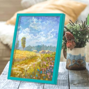 Imagem de Porta-retrato de 10 x 15 cm, 1 pacote, para exibição de fotos, mesa e parede, para família, amigos, animais de estimação, azul