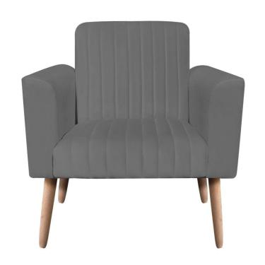 Imagem de Poltrona Viena Gomada Suede Grafite Pés Palito Natural D'rossi