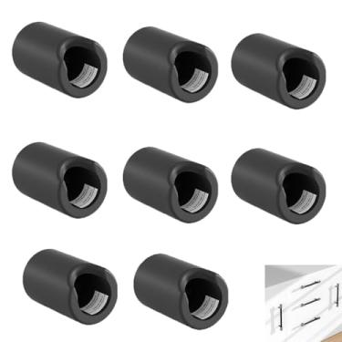 Imagem de UtySty Pacote com 8 puxadores de armário pretos foscos tampas de barra à prova de bebês protetores de borracha para puxadores de gaveta de 12 cm puxadores de armário de aço inoxidável de níquel