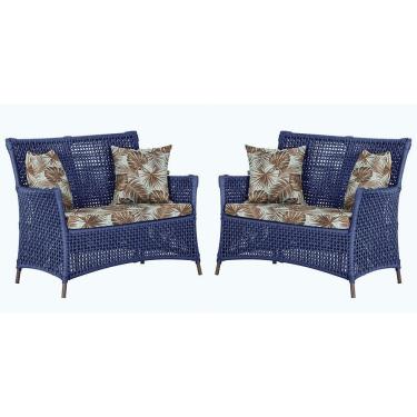 Imagem de 2 Sofás área Externa Igapó Alumínio Marrom Corda Náutica E6 Azul