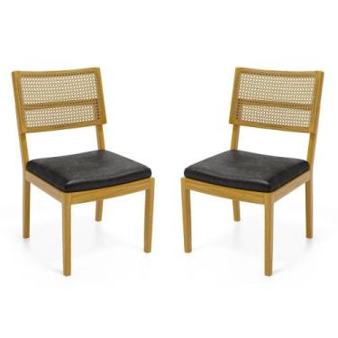 Imagem de Kit Com 2 Cadeiras Milena Madeira Maciça Assentos Estofados Encostos D