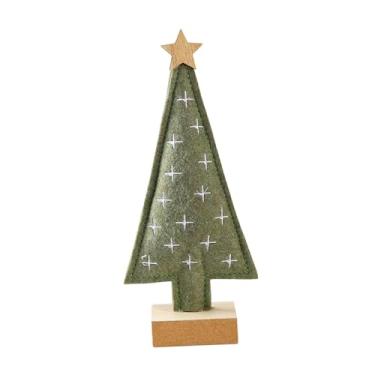 Imagem de UGPLM Árvore de Natal de mesa, peça central de mesa, estátua estética, feltro colecionável, decoração de mesa de Natal para estante de escritório, Verde, 9.5x4x22cm