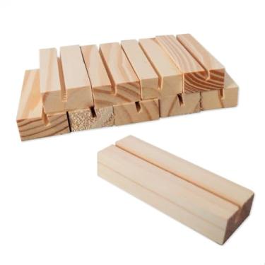 Imagem de Kit 10 Base Porta Retrato Suporte De Madeira 8x3cm Decoração