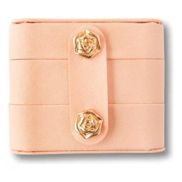 Imagem de Porta Joias 3 Andares 9,5x9,5x8cm - Organizador de Viagem para Anéis, Brincos e Pulseiras(Rosa)