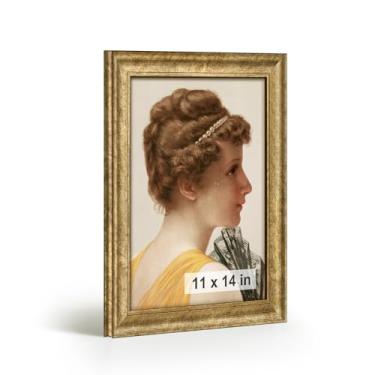 Imagem de HLiWEGNS Moldura dourada antiga de 28 x 35 cm – Moldura para pôster com acabamento dourado envelhecido – Moldura para arte de 28 x 35 cm, impressões em tela, quebra-cabeças e decoração de parede