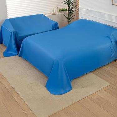 Imagem de SXYMTSW Capa de cinza respirável para casa, pano de proteção contra poeira de móveis, capa de poeira leve, para sofá, armário, cadeira, cama (tamanho: 100 x 280 cm (39,4 x 110,2 polegadas), cor: azul)