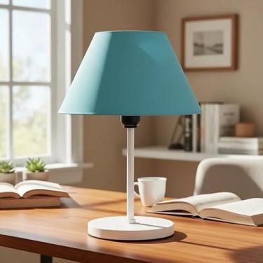 Imagem de Luminária Abajur Infantil De Mesa Criado Quarto Com Cúpula Cor da cúpula Azul Cor da estrutura Branco (BRANCO)