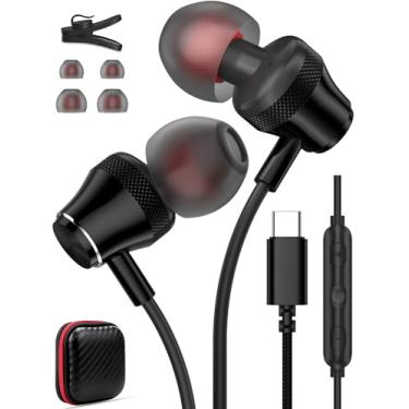 Imagem de Fone de ouvido USB C para iPad A16 11 10, fones de ouvido com fio tipo C para Samsung Galaxy A17 S25 FE S24 S23 S22 Pixel 9 9a 8a, fone de ouvido intra-auricular estéreo HiFi com cancelamento de ruído