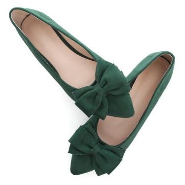 Imagem de Sapatos sociais de camurça Ballet Flats SAILING LU para mulheres verde
