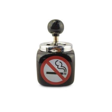 Imagem de Cinzeiro Ceramica Com Reservatório Proibido Fumar Preto - Spinning Ash