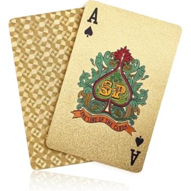 Imagem de Luxury Gold Waterproof Playing Cards, Plastic Poker Cards Deck with Diamond Texture, Premium Durable Gift Set for Casino Games, Family Party, Travel, Magic Tricks, for Men Women
