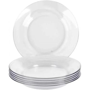 Imagem de Prato de Sopa, Prato Raso, Prato de Sobremesa Jogo com 6 Pratos Fundos Liso Cor Transparente