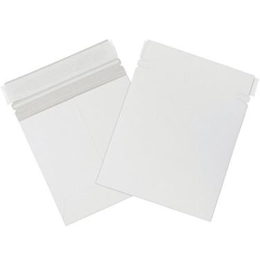 Imagem de Aviditi 15 x 15 cm Stayflats Marca rígida mailers planos, branco (pacote com 200) porta-documentos fotográficos, fecho de descascar e selar, tira de rasgo fácil de abrir.